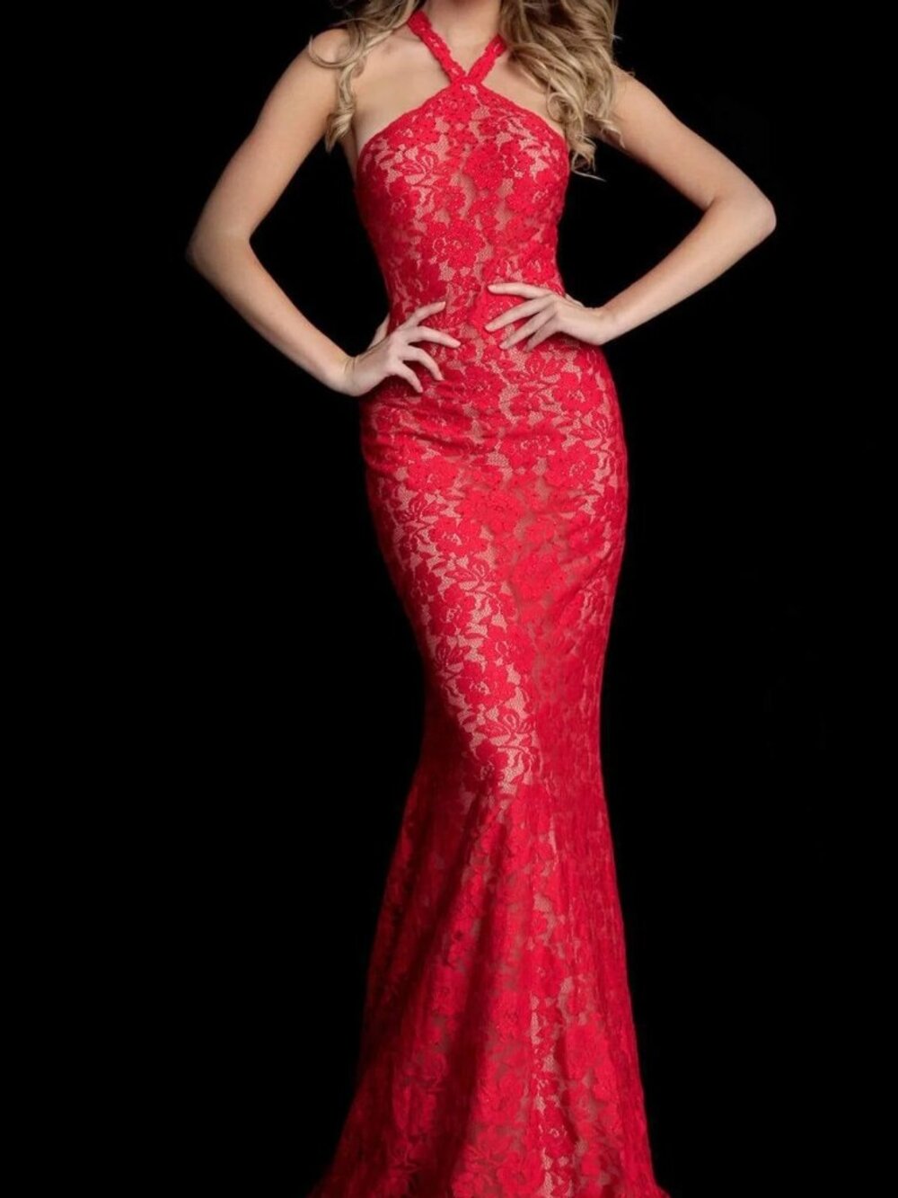 SALE NWT Jovani 63214SC Halter Evening Prom Dress Ink Size 4